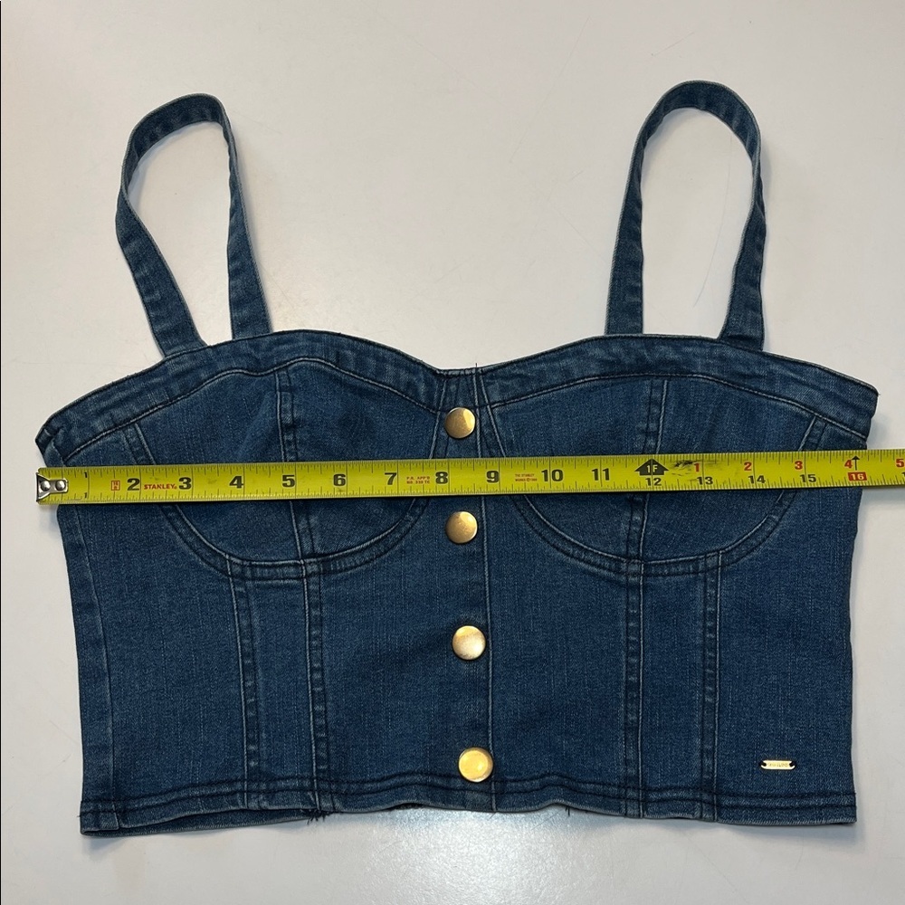 Guess Fitz Denim Crop Bustier Top, size M, tank top​ - Picture 6 of 9